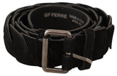 GF Ferre Black WX Silver Tone Buckle Waist Belt